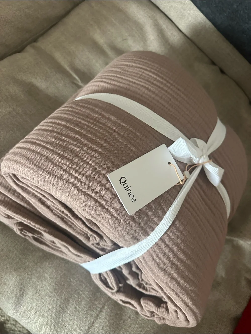Quince Organic Cotton Gauze Duvet Cover — Dusty Mauve